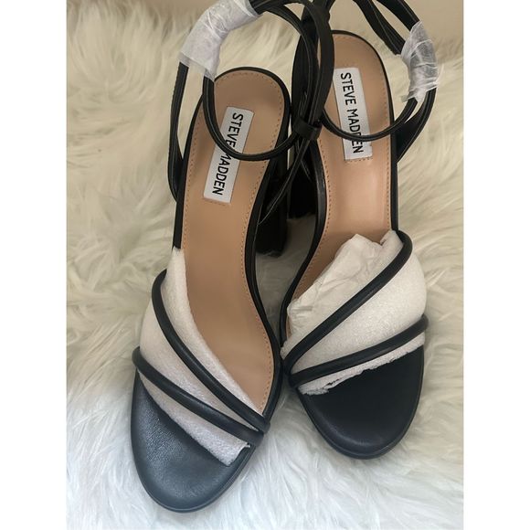 Steve Madden Jennifer black sandals size 9  Open Toe Heels - Picture 13 of 14